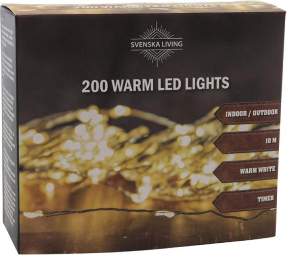 Valguskett taimeriga 200 LED, 10 m