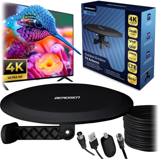 Sise- ja välitingimustesse mõeldud Ultra HD 4K TV-antenn BERDSEN BD-955 must