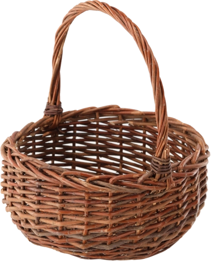 Käsitsi punutud helepruun vitstest korv 35 × 35 × 16/37 cm