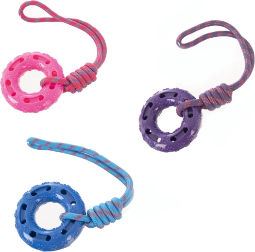 Vastupidav plastist ja köiest koeramänguasi 51 cm (3 varianti)