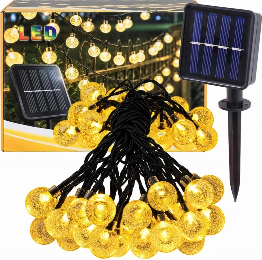 Päikeseenergial töötav aiavalgustik kuulidega, 50 LED-i, 7,5 m