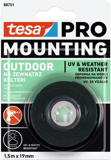 Välitingimustesse mõeldud montaažiteip 19 mm × 1,5 m Tesa
