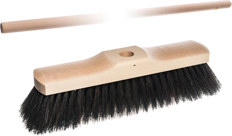 Põrandahari 28 cm, puidust, lakkimata, harjased 50/50 ja vars 130 cm