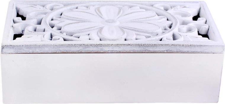 Valge puidust karp 3 vaheseinaga 23 × 11 × 7 cm