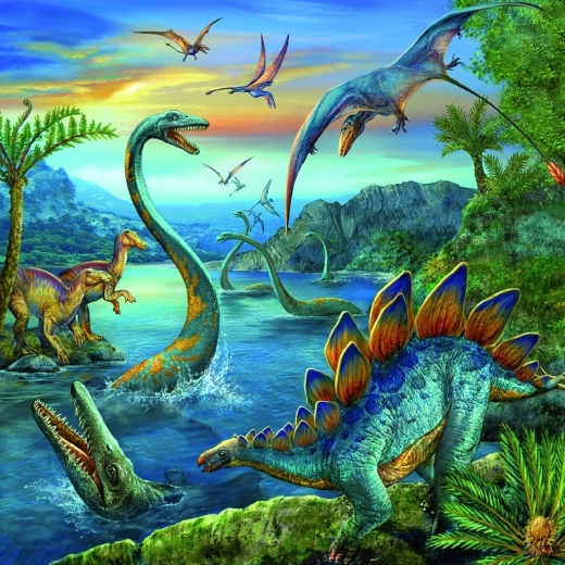 Kolm dinosauruste stseeni ühes pakendis