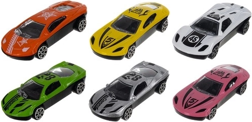 6 die-cast cars included
