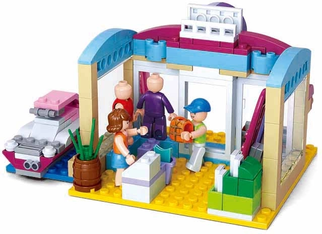 Three minifigures with movable parts