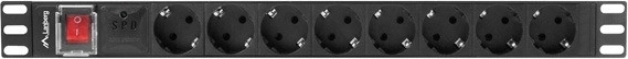 1U liist 8 Schuko pistikupesaga 19″ racki jaoks