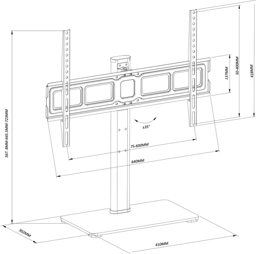 Lai VESA ühilduvus 75×75 kuni 600×400