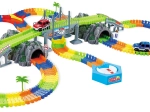 Flexi racing track with two tunnels and battery-powered cars