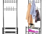 Freestanding clothes rack with shoe shelves