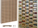 Wooden display shelf for toy cars with 90 compartments KRUZZEL