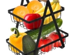 Two-tier metal fruit and vegetable basket RUHHY, matte black