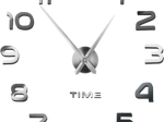DIY Wall Clock RUHHY, 60–130 cm, silver 3D numbers