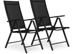 2 kokkupandava aiatooli komplekt reguleeritava seljatoega, teras, must, MULTIGARDEN