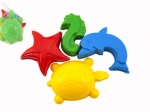 Plastic sand molds – sea animals, set of 4 in a net