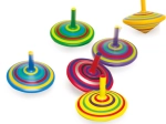 Wooden Spinning Top Set 6 pcs