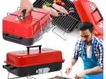 Foldable portable tabletop charcoal grill with lid