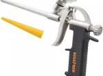 Foam gun with metal body and dosing control