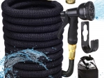 Expandable garden hose 5–15 m with spray gun, metal connectors and accessories