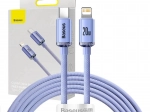 Baseus Crystal USB‑C–Lightning kaabel 2 m, 20 W PD, lilla