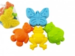 Plastic sand molds animals, set of 4 pcs in a net
