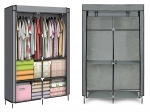 MODERNHOME fabric wardrobe with shelves and clothes rails, gray, 106 × 43.5 × 174 cm