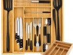 Bamboo cutlery organizer with 8 compartments