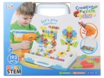Screw-together construction set with drill – 193 pieces