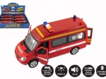 Fire truck metal/plastic 15 cm with light and sound, pull-back