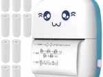 IZOXIS Portable Thermal Mini Printer with Cat Design and 11 Paper Rolls