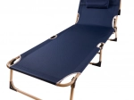 193 cm folding camp cot with adjustable backrest, dark blue