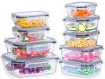 Glass food containers with lids and seals, set of 9